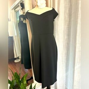 ♠️ New York & Company sexy tailored off shoulder lined black dress large